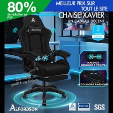 ALFORDSON Fauteuil de Jeu Bureau Massage Ordinateur Siège Tissu Repose-Pieds