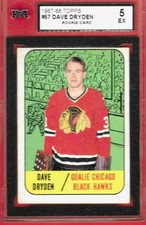 1967-68 TOPPS**DAVE DRYDEN**57 RC KSA 5 EX(CHICAGO BLACK-HAWKS)NICE CONDITION!