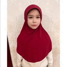 New Fits 8-13 Years Old Girl Hijabs Cap Shawl Solid Color Head Wrap Bonnet Scarf
