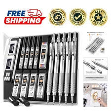 5-Piece Metal Mechanical Pencil Set for Artistic Precision and Comfort