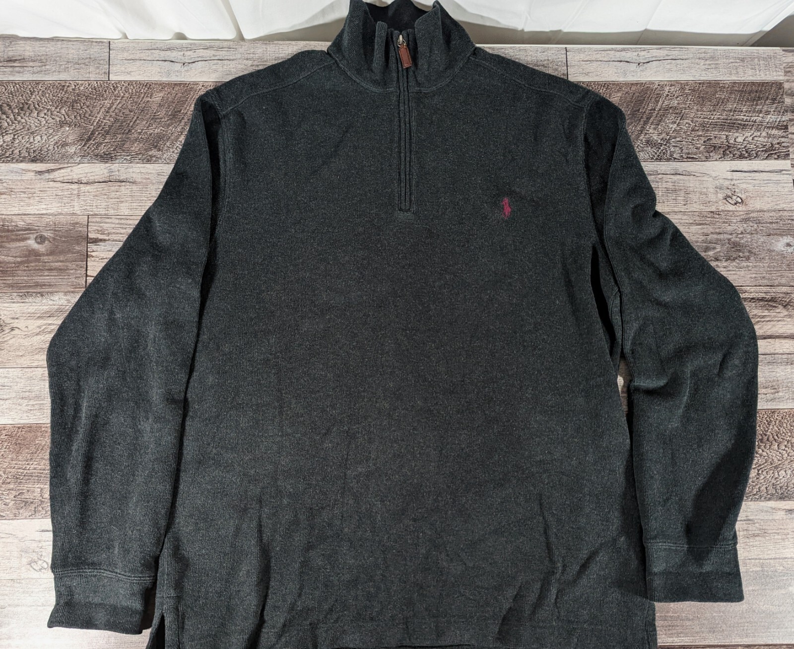 Polo Ralph Lauren Quarter Zip Gray Jacket Sweater Men's Size M Pullover Pony