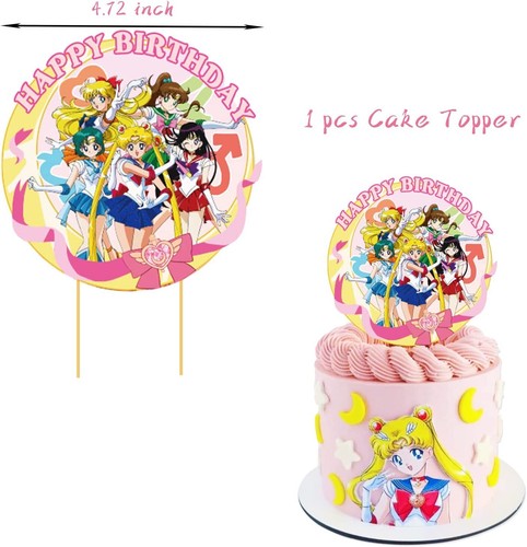 Sailor Moon Birthday Party Supplies Happy Birthday Banner Balloon Cake Toppers - Picture 4 of 16