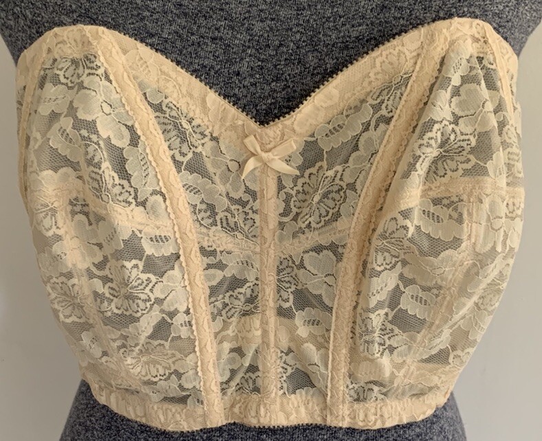 Vintage Woman Within Strapless Bra Corset Bustier Nude Sz 44DD USA