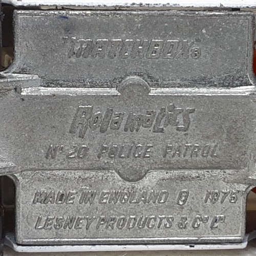Lesney Matchbox Rolamatics Police Patrol No.20 1975 White Made In United Kingdom - Picture 9 of 10