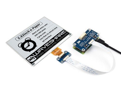 Waveshare 5.83" E-Paper Display HAT For Raspberry Pi 648×480 Black/White SPI - Picture 4 of 10