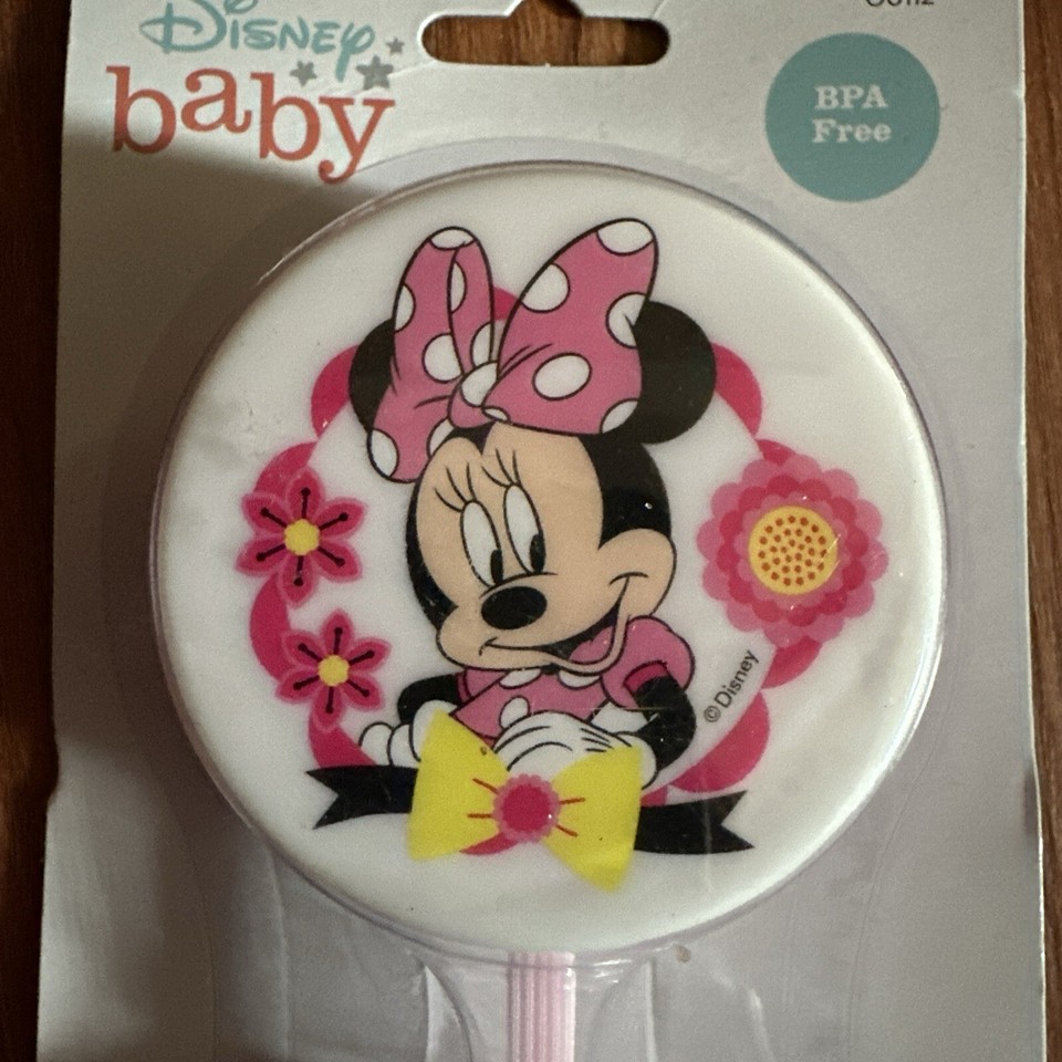💝NIP 2 New Disney Minnie Mouse BPA FREE Baby Rattle Pink White Babies