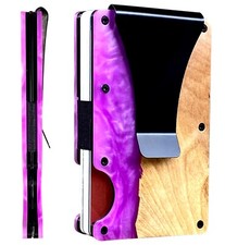 EDGE Men  s Resin Wood Pattern Aluminum Wallet Blocks RFID Scanners Money Clip