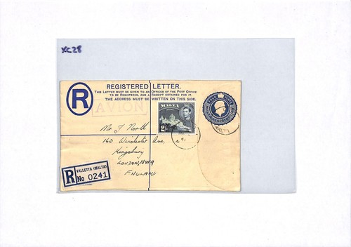 MALTA KGVI 2s Cover Registered 4d Stationery 1946 Air Mail London {samwells}XC28 - Picture 8 of 10
