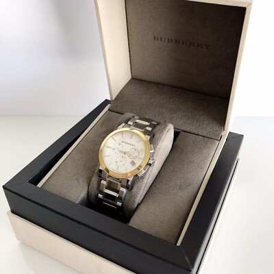 Brand New Burberry BU9751 The City Two Tone Chronograph Watch with