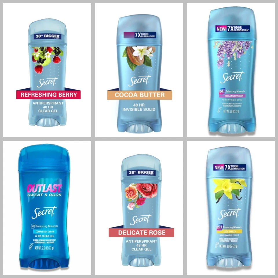 Secret, 48/72HR Clear Gel & Invisible Solid Antiperspirant/Deodorant 2.6oz (73g)