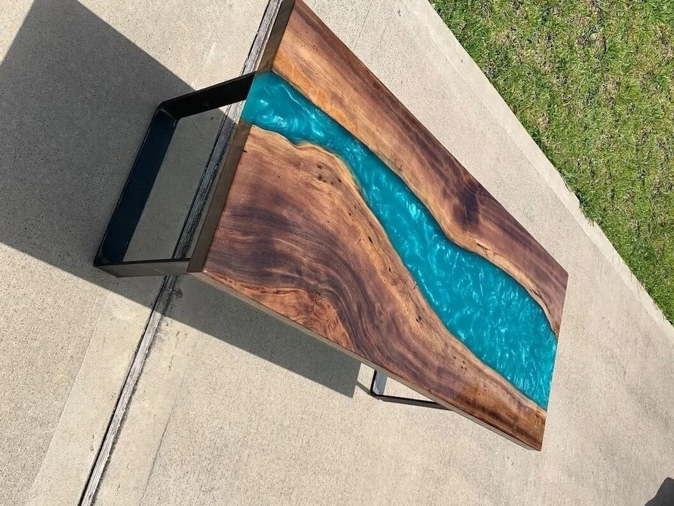 Epoxy Table Top, Resin River Table , Wooden Coffee Table, Home Decor - Image 3 of 4