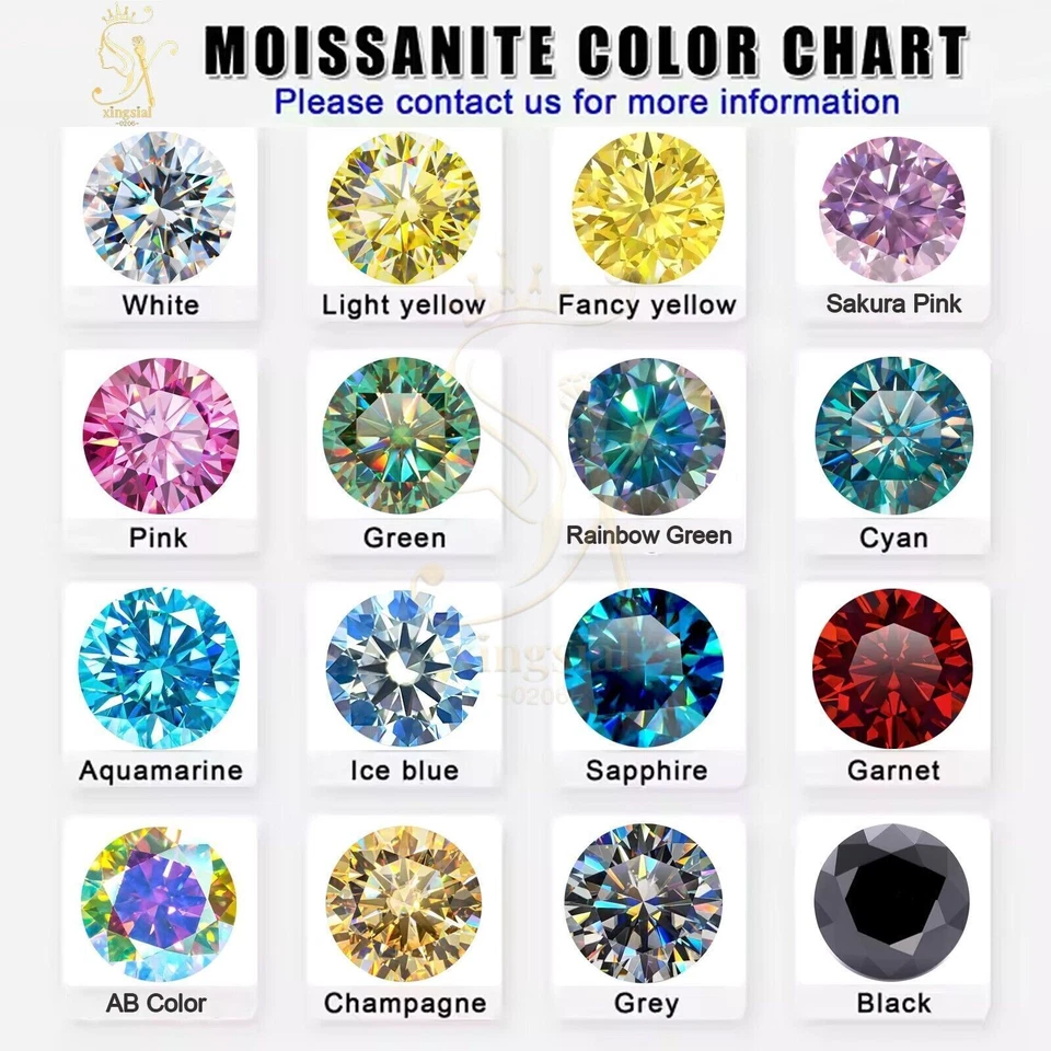 10 Color Rectangle Moissanite Loose Stone Square Cut Gemstone Charts For Jewelry - Image 2 of 4