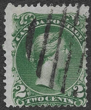 MMK Philately: Canada Stamps Scott #24 Used 2c Green Queen Victoria SCV $100