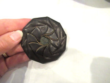 Vintage dark brown leather folding circle coin pocket