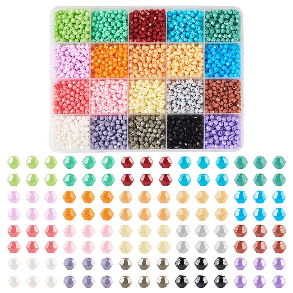 1Set 20 Color Glass Beads Bicone Mixed Color for Jewelry Making