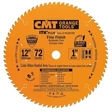 CMT P12072S ITK Plus Finish Sliding Compound Saw Blade, 12 x 72T, 10° ATB+Shear