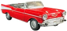 Welly 1/64 Scale 1957 Chevrolet BelAir Convertible DieCast Model. Red & White.