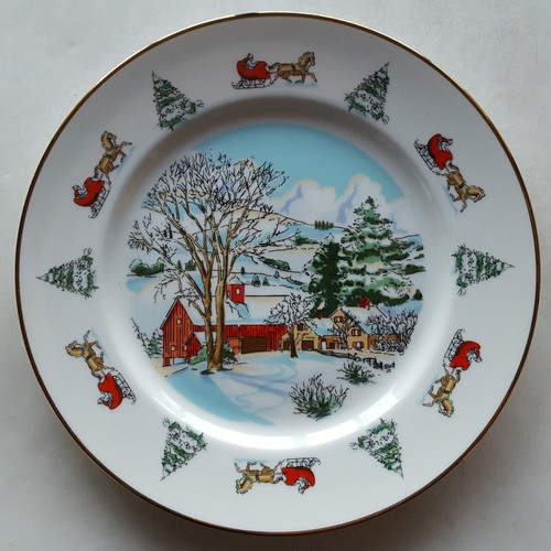 4 Tiffany & Co CVS HOLIDAY COLLECTION 107/8" Essteller. Bauernhaus Pferdeschlitten - Bild 3 von 15