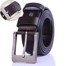 Leather Belts New Mens Real Jeans Belt Full Grain Genuine Metal Buckle