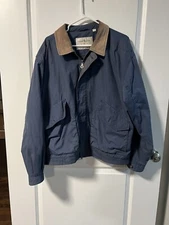 Blue w/ Brown Trim Warm Heavy Men's Jacket Coat Size Xl London Fog Towne