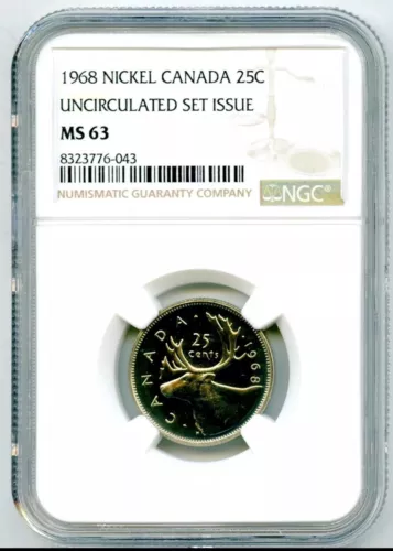 1968 Canada 25c Uncirculated Set Issue Ms63 NGC 🇨🇦💯✨