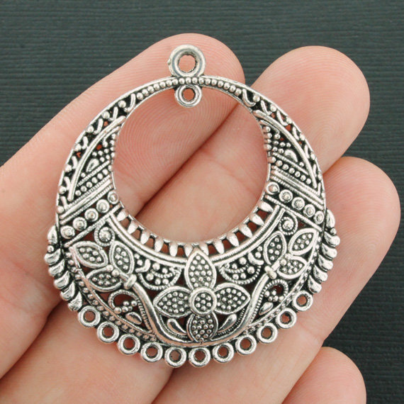 2 Chandelier Connector Charms Antique Silver Tone Multi Connector