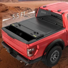 5.5FT 4-Fold FRP Hard Bed Tonneau Cover For 2015-25 Ford F150 Low-Profile