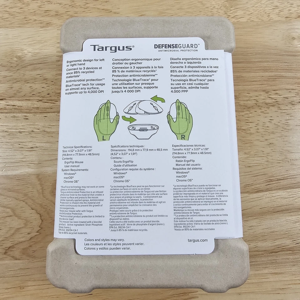 Targus ErgoFlip EcoSmart Full-Size Mouse New - Image 4 of 4