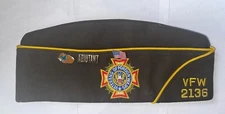 US Military VFW 2136 Veterans of Foreign Wars Cap w/ Pins IDAHO Size 7 5/8