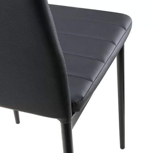 2/4PC Black Faux Leather Dining Chairs with Tempered Glass Dining Table Seat Set - Picture 7 of 17