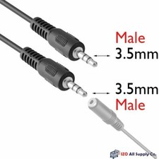 6ft 3.5mm Stereo Audio Aux Cable Male to Male Headphone Extension - Black