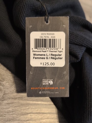 Collant termico Mountain Hardwear Diamond Peak lana merino donna grande nuovo con etichette - Foto 2 di 6