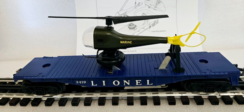 Lionel Postwar O Gauge 3419 Marine Operating Helicopter and Flat Car Train - Picture 7 of 9