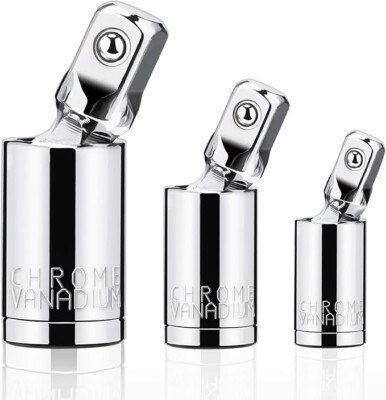3PCS Impact Universal Joint Swivel Socket Adapter Set 1/4'' 3/8  1/2'' Drive 360°
