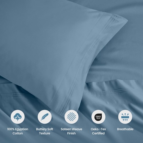 1500 Thread Count Egyptian Cotton Solid Pillowcase Set Standard & King Sizes - Picture 24 of 51