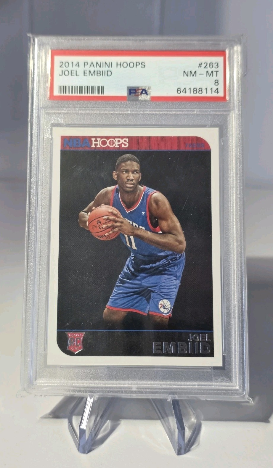 2014-15 Hoops Joel Embiid RC Rookie #263 76ers PSA 8