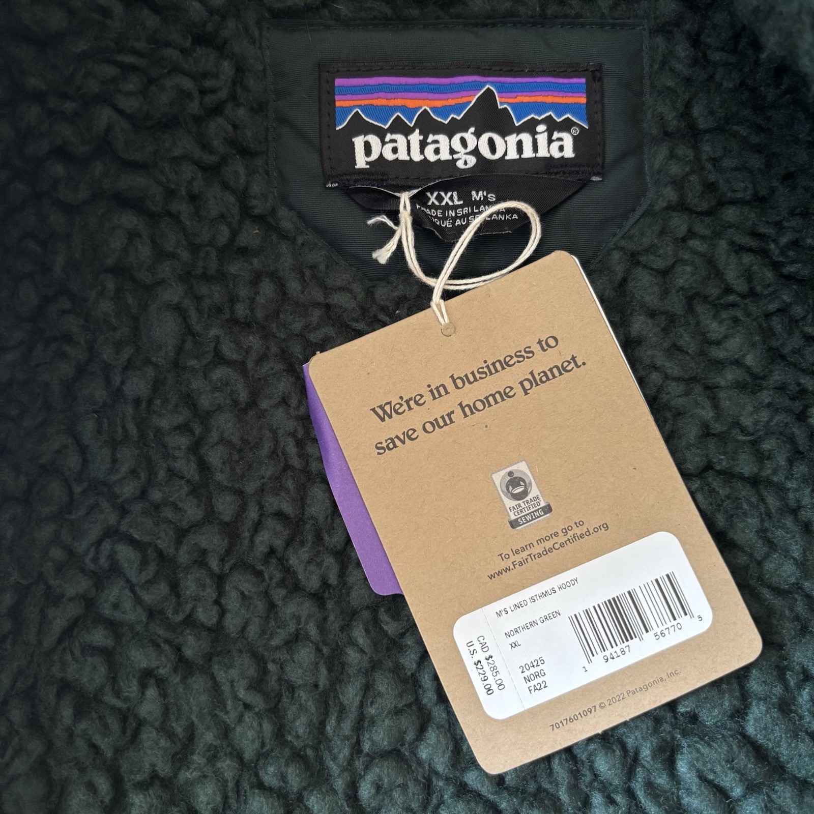 NWT PATAGONIA MEN'S LINED ISTHMUS HOODY SHERPA LINED JACKET GREEN SIZE XXL! thumbnail 6