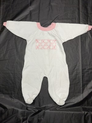Vintage Y2K Gerber Infant Baby Girl  Baby Bear  One Peice 1997 Long Sleeve Sleep