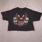 Vintage Harley Davidson Shirt Mens Large Black Eagle Racing Cropped Tee 1998