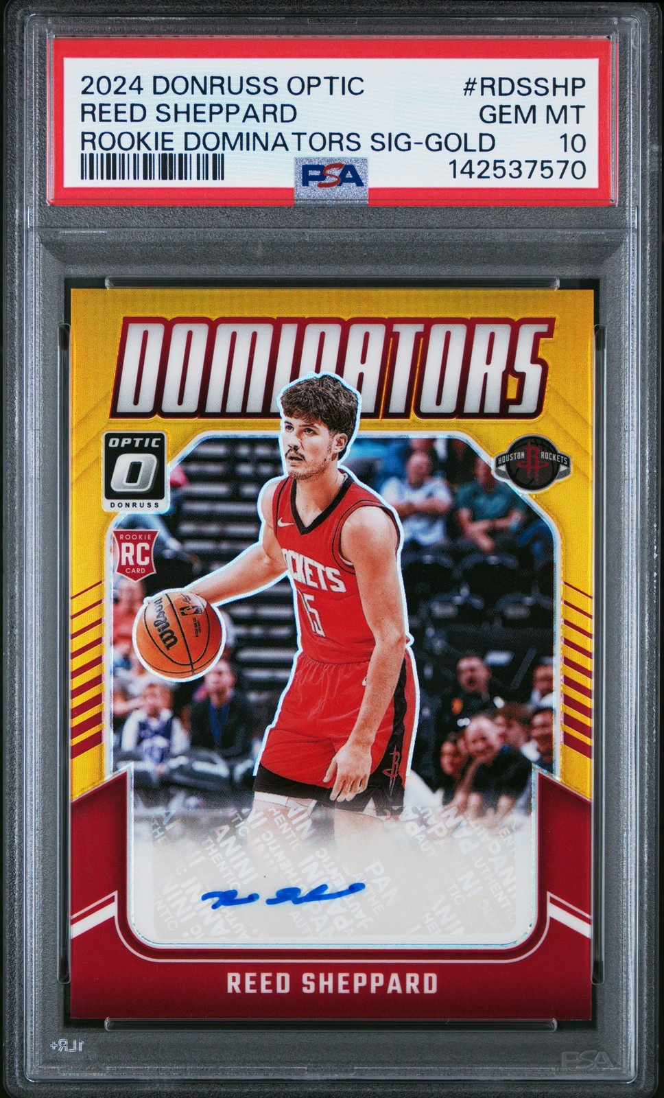 2024-25 Donruss Optic Reed Sheppard Rookie Dominators Gold Auto /10 PSA 10