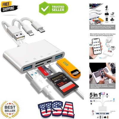 5-in-1 Memory Card Reader, USB OTG Adapter & SD Card Reader for i-Phone/i-Pad...