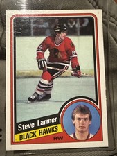 1984-85 O-Pee-Chee #37 Steve Larmer Chicago Black Hawks