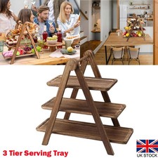 3 Tier Serving Set Platters Wooden Three Tiered Serving Trays Party Food Tray UK