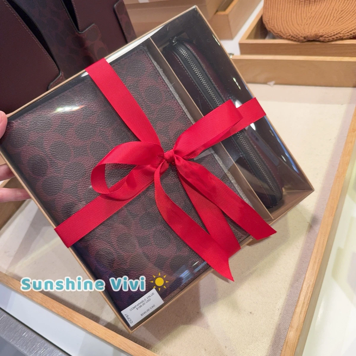 NWT Coach Boxed Notebook & Pencil Case Set Signature Canvas Black