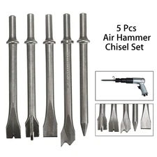 5Pc 7" Extra Long Pneumatic Air Hammer Punch Chipping Chisel Bit Set .401" Shank
