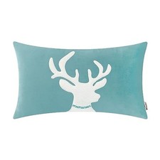 Christmas Pillow Cover 12 X 20 Inches, 20" x 12" Pack of 1 Teal-reindeer