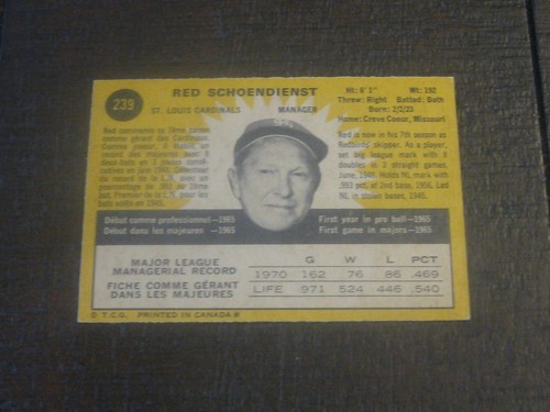 Red Schoendienst #239 card
