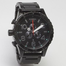 Nixon 51-30 Chrono Watch BK/Silver Analog Quartz Luminescent Used