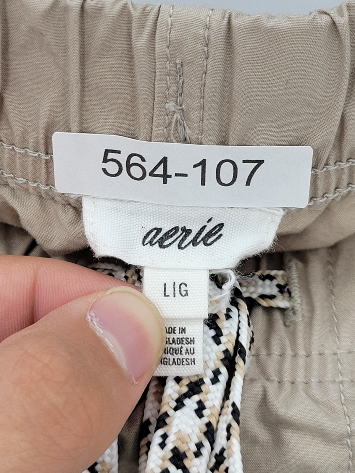 Aerie Pants Womens Large Tan Wide Leg Cargo Pull On Beachy Boho Casual Utility