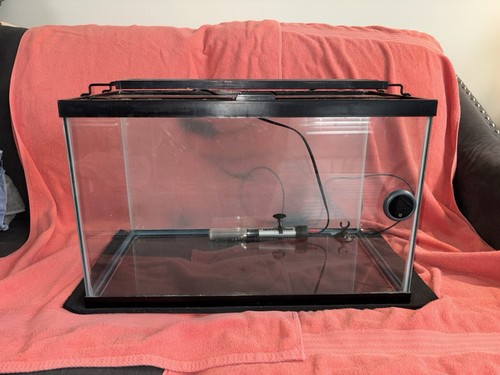 hygger Glass Rectangle Aquarium Kit with Lid and Digital Controller and a heater